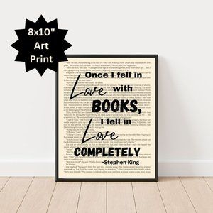 Stephen King Inspired Book Page Art Print-Fell in Love with Books